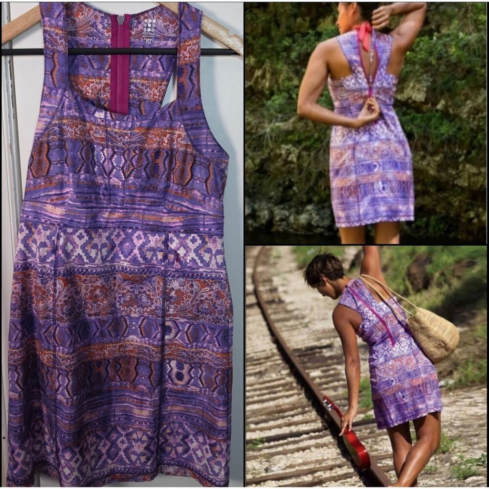 Title Nine Nimblene Trouble Athletic Sundress Racerback Zipped Dress Sz 10 Print